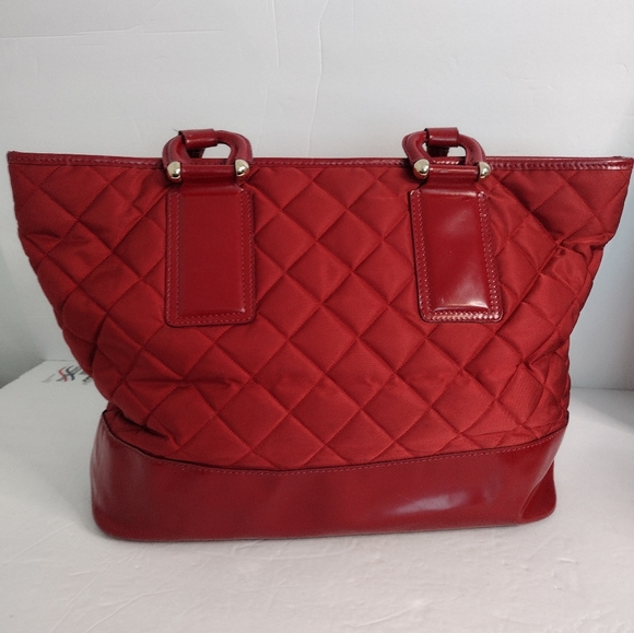 Burberry Red Shoulder Bag Quilted Large Grande Tote Bag Made In Italy Authentic - Picture 10 of 16